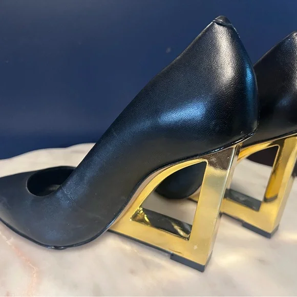 SCHUTZ Black and Gold Wedge - Picture 4 of 7